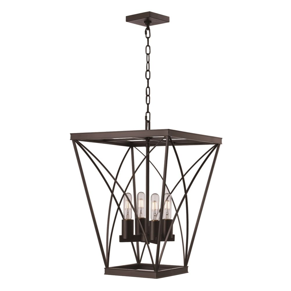 Trans Globe Lighting 11224 ROB Zoid 4 Light Pendant Caged in Rubbed Oil Bronze